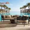 Hot Sale Dubai Wholesale Sectional Rattan European Luxury Garden Sofas Aluminum Outdoor Furniture Rattan Wicker Sofa Set
