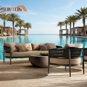 Hot Sale Dubai Wholesale Sectional Rattan European Luxury Garden Sofas Aluminum Outdoor Furniture Rattan Wicker Sofa Set