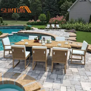 Hot Selling Luxury Design Teak Wood Table Dining Room Furniture Dining Table Set 6 Seater