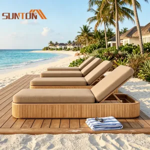 Hot Selling Outdoor Wood Sun Loungers Sunbed Furniture Hotels Swimming Pools Lounger Pool Chair Patio Garden Pool Villa Hotel