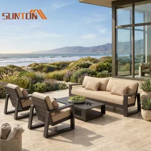 Luxurious Vietnam Malawi Commercial Outdoor Villa Balcony Furniture Set All-Weather Aluminum Frame Sofa Patio Hotel Waterproof