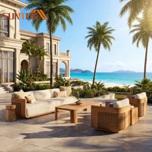 Luxury Brand Outdoor Wooden Swing Sofa Set Hanging Garden Patio Furniture for Hotel and Beach Use