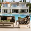 Luxury Contemporary Teak Eco-Friendly Customizable Size Outdoor Patio Sofa Set for Hotel Villa Garden Courtyard
