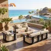 Luxury Outdoor Aluminum Sofa Set with Water Resistant Cushions for Hotel and Beach Resort Contemporary American Style