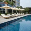 Luxury Teak Wood Rattan Sun Lounger for Outdoor Pool Garden Courtyard Hotels Parks-Eco-Friendly with Cushions