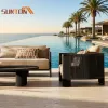 Luxury Waterproof Modern Garden Furniture Set Rattan Rope Wicker Patio Couch Sectional Aluminum Outdoor Sofa