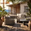 Minimalist Outdoor Aluminum Sofa Set with Quick Dry Cushions Patio Lounge Furniture for Hotel and Villa