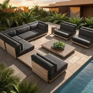 Modern Garden House Wood Outdoor Teak Patio Furniture Outdoor Sofa Set Patio