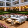 Modern Luxury Teak Sectional Sets Eco-Friendly Outdoor Furniture Set Wooden Garden Sofa for Patio Villa Park
