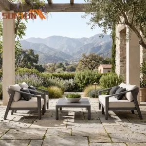 Modern Outdoor Aluminum Sofa Set with Waterproof Cushions Modular Patio Furniture for Hotel Resort Villa Courtyard Park
