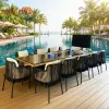 Outdoor Furniture Foshan Shunde Patio Furniture Wicker Rattan Outdoor Dining Tables and Chairs Set Dining Table Set Modern