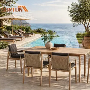 Outdoor Patio Rattan Wicker Tea Set Restaurant Furniture Dining Table Set Outdoor Dining Set Table