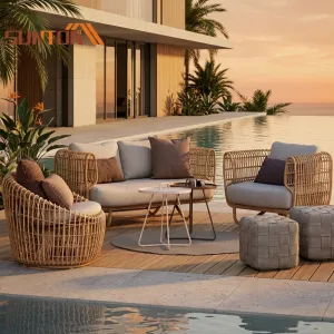 Outside Furniture Garden Outdoor 1 Pe Rattan Gazebo Garden Sets Rattan Sofa Set Outdoor Furniture