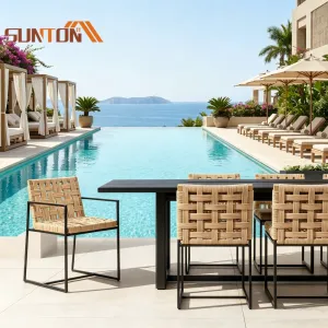 Pe Rattan Outdoor Patio Dining Set Elegant Wicker Furniture for Hotels and Courtyards for Garden Dining Tables and Chairs
