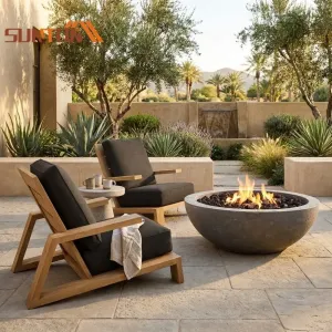 Resort Project High End Custom Modern Eco-Friendly Outdoor Solid Wood Hotel Villa Balcony Patio Garden Leisure Sofa Set