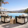 Tropical Resort Modern Outdoor Aluminum Sofa Set with Rope Accents Waterproof Cushions for Hotel Villa Poolside Patio