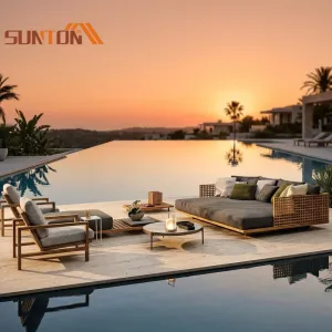 Whole House Customization Resort Hotel Villa Project Leisure Living Out Door Patio Furniture Garden Sofa Set Outdoor Teak