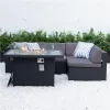 Aluminum Frame Rattan Garden Furniture Outdoor Lounge Sofa Set with Fire Pit Table for Dining Hotels Parks Courtyards Farmhouses