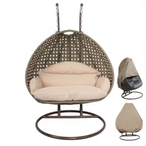 Brown Rattan Hammock Chair Garden Wicker Hanging Chairs Patio Swing Outdoor Furniture