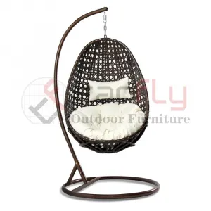Eco-friendly Powder Coated Aluminum Frame Egg Chair Swing Rattan Hanging Wicker Patio Swings for Garden