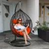 Modern Outdoor Furniture Iron Frame Hanging Egg Chair with Cane for Patio Courtyard Hotels