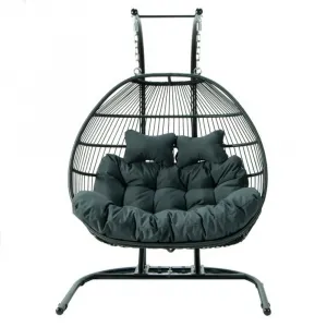 Hot Sell Outdoor Balcony Patio Rattan Hanging Egg Chair Hammock Swing Chair with Stand