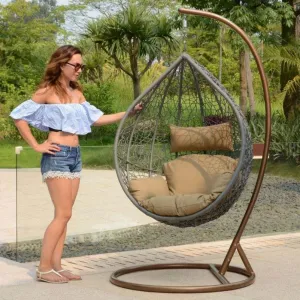 Luxury Rattan Chair Garden Set Easy Cleaning Patio Swing Chair Outdoor Furniture