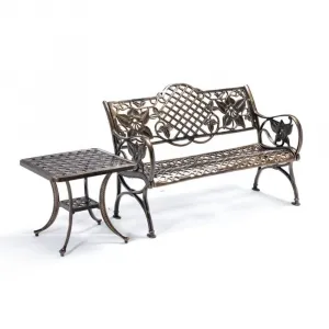 Minimalist Cast Aluminum Outdoor Garden Bench Waterproof Patio Bench Seat Furniture