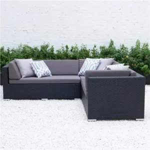 Modern Outdoor Aluminium Sectional Rattan Sofa Set Garden Dining Furniture for Courtyard Hotels Parks