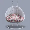 Outdoor Garden Cushion Double Seat Garden Furniture Rattan Patio Swing Hanging Egg Chair