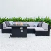 Outdoor PE Wicker Rattan Garden Fire Pit Table Sofa Sets Furniture on Sale