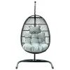 Outdoor Patio Swing Chair Hanging Chair Foldable Garden Rope Egg Chair Swing with Stand