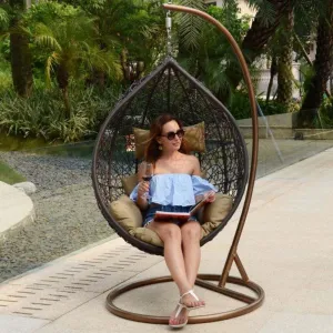 Outdoor Rattan Hanging Swing Chair With Stand Outdoor Furniture Hammocks
