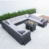Outdoor Wicker Sectional Patio Rattan Sofa Set with Fire Pit Table for Dining Hotels Parks Courtyards