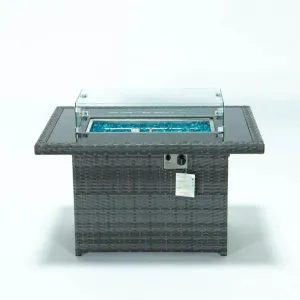 Patio Garden Rectangle Fire Pit Table Rattan Fireplace Furniture Gas Fire Pit Table