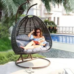 Patio Swing Chair Hanging Egg Chair Outdoor Indoo Room Hammock Rattan Swings Chair with Stand