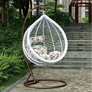 Premium Rattan Hammock Swing Chair with Cushion Waterproof Cushioned Swing Chair