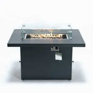 Rectangular Garden Fire Pit Firepit Table All Aluminum Outdoor Patio Gas Fire Pit Table Set