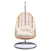 Single Seat Rattan Hammock Swing Chair - Space-Saving Outdoor Hanging Chair with Waterproof Cover Easy Installation