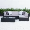 Stylish Factory Outdoor Wicker Rattan Coffee Table Sectional Sofa Set Versatile Garden Dining Courtyard Hotels Parks Farmhouses