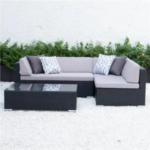 Stylish Factory Outdoor Wicker Rattan Coffee Table Sectional Sofa Set Versatile Garden Dining Courtyard Hotels Parks Farmhouses