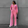 Custom Street 2 Two Piece Winter Short Workout Loungewear Solid Tracksuit Casual Set Women Slim Fit Velour Velvet Sweatsuit