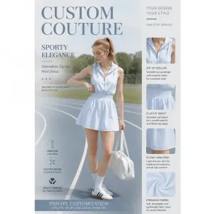 Custom Summer Fashion Collared Sleeveless High Waist Skirt Breathable Sports Casual Dress Customized by Source Factory