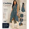 Fashion Collared Raw Hem Irregular Hem Midi Dress Belted Waist Casual Denim Dress OEM Custom Supported