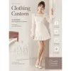 New Arrival French Elegant Banquet Casual Custom Women Dress Square Neck Hollow Out Flare Long Sleeve Pleated Mini Dress