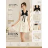 Summer Fashion Lapel Sleeveless Mini Dress Waist-Cinched A-Line Elegant Commuter Casual Women Dress OEM Custom Supported