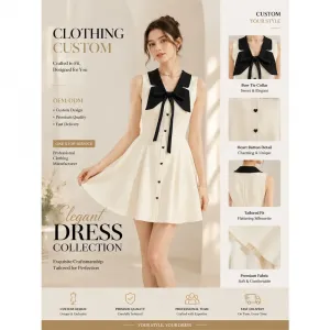 Summer Fashion Lapel Sleeveless Mini Dress Waist-Cinched A-Line Elegant Commuter Casual Women Dress OEM Custom Supported