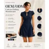 Summer Fashion Striped Short Sleeve Tie V-Neck Mini Dress Simple Sweet Waist-Cinched A-line Dress OEM Custom Supported
