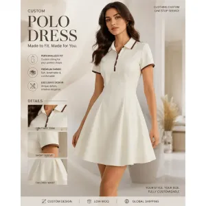 Summer Polo Collar Short Sleeve Waist-Cinched A-line Mini Dress Simple Casual Sports Dress OEM Custom Supported