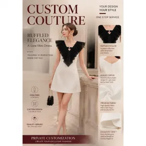 Summer Ruffle V Neck Slim Cutout Sleeveless A-Line Mini Dress Elegant Commuter Dress OEM Custom Supported